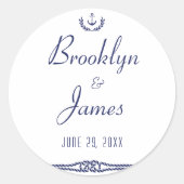 Ronde Zeevaart Huwelijksstickers Met Ankers Ronde Sticker (Voorkant)