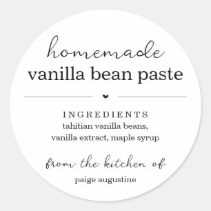 Ronde zelfgemaakte vanille bonen pasta cadeau labe sticker