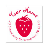 Ronde Zelfinkt Strawberry Adres Stamp Custom Zelfinktende Stempel (Design)