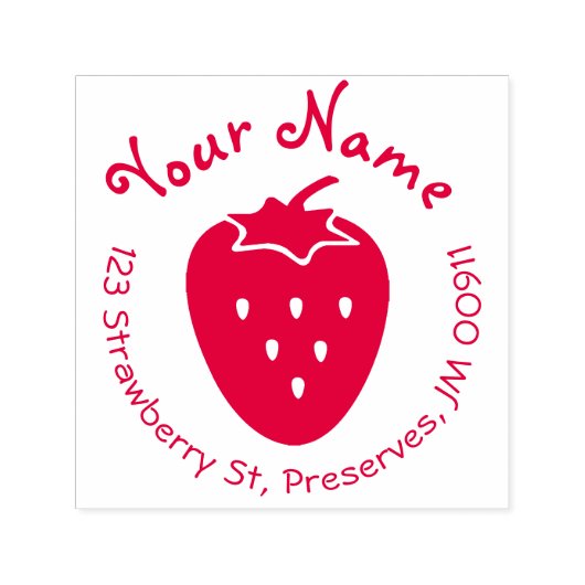 Ronde Zelfinkt Strawberry Adres Stamp Custom Zelfinktende Stempel (Design)