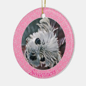 Ronde zoete roze-puppy-Sjabloon- Keramisch Ornament (Links)