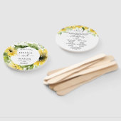 Ronde zonnebloem bruiloft programma fan handwaaier (Niet-gemonteerd)