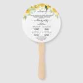 Ronde zonnebloem bruiloft programma fan handwaaier (Achterkant)