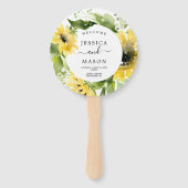 Ronde zonnebloem bruiloft programma fan handwaaier (Voorkant)