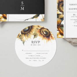 Ronde Zonnebloem RSVP Kaart Stapelbare Uitnodiging