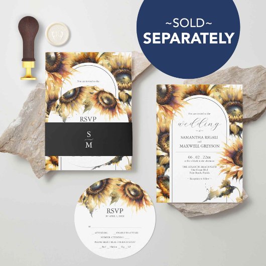Ronde Zonnebloem RSVP Kaart Stapelbare Uitnodiging