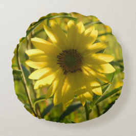 Ronde zonnebloemplooster rond kussen