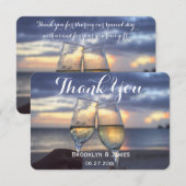 Ronde zonsondergang op strand bruiloft bedankkaart (Voorkant / Achterkant)