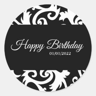 Ronde Zwart-wit Damast Labels Stickers