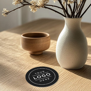 Ronde zwarte, aangepaste zakelijke Logo Ronde Kartonnen Onderzetter