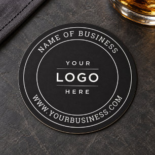 Ronde zwarte business logo website coasters kartonnen onderzetter