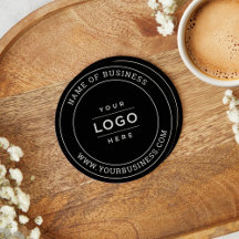 Ronde zwarte business logo website coasters