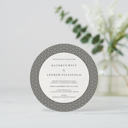 Ronde zwarte en witte deco-golflengte kaart (Staand voorkant)