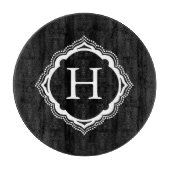 Ronde zwarte en witte monogram snijvlak snijplank (Voorkant)
