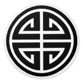 Ronde zwarte keramische deurknop — wit Chinees sym Keramische Knop (Voorkant)