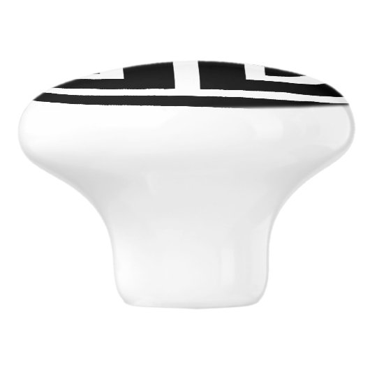 Ronde zwarte keramische deurknop — wit Chinees sym Keramische Knop (Zijkant)