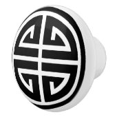 Ronde zwarte keramische deurknop — wit Chinees sym Keramische Knop (Rechts)