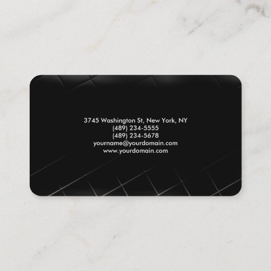 Ronde zwarte kerner - minimalistisch visitekaartje (Achterkant)