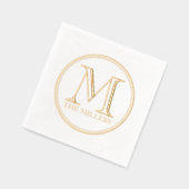 Ronde Zwarte Rand Naam Monogram Folie Servetten (Links)