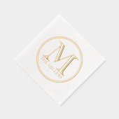 Ronde Zwarte Rand Naam Monogram Folie Servetten (Rechts)