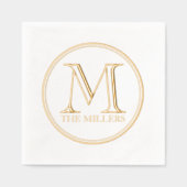 Ronde Zwarte Rand Naam Monogram Folie Servetten (Voorkant)