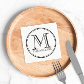 Ronde Zwarte Rand Naam Monogram Servet