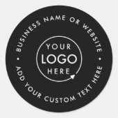 Ronde zwarte sticker | Zakelijk logo-labelzegel (Voorkant)