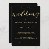 Ronde Zwarte Trouw Uitnodigingen Met Goud Folie (Voorkant / Achterkant)