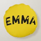 Ronde zwarte vlekjes Geel en Zwart Rond Kussen (Achterkant)