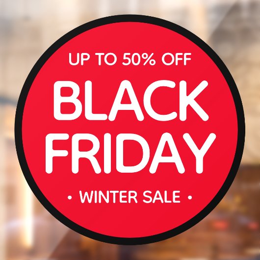 Ronde zwarte vrijdag Eenvoudige, moderne, eenvoudi Raamsticker (Vel 2)