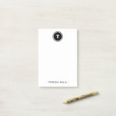 Ronde Zwarte Witte Minimalistische Moderne Monogra Post-it® Notes (Op bureau)