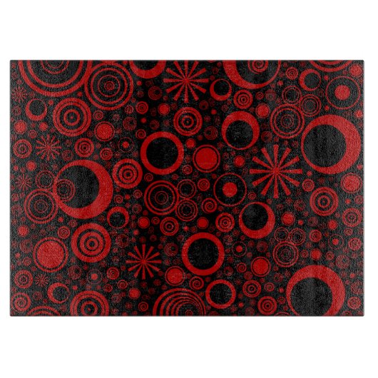 Ronden, roodzwart, snijvlak van glas snijplank (Voorkant)