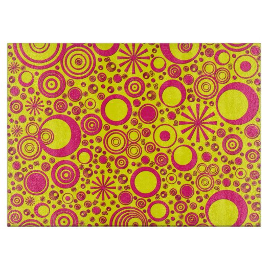 Ronden, roze geel snijvlak snijplank (Voorkant)