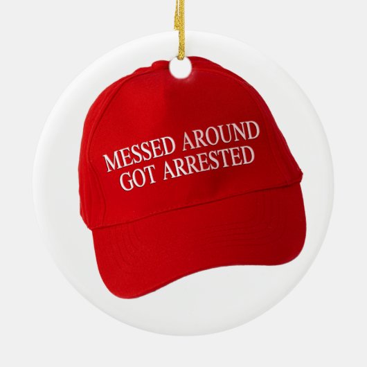 Rondgeknoeid werd gearresteerd keramisch ornament (Achterkant)