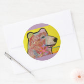 Rondglanzende sticker met grizzly-Beer (Envelop)