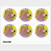 Rondglanzende sticker met grizzly-Beer (Vel)