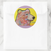 Rondglanzende sticker met grizzly-Beer (Tas)