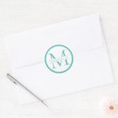 Rondgrensmonogram voor het etiket - Turquoise (Envelop)