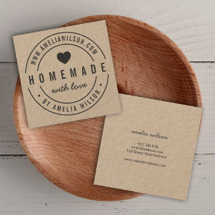 Rondgrensversmeten homemade met liefdeshart vierkante visitekaartje