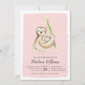 Rondhangen | Luiaard Baby Shower Uitnodigingen (Voorkant)