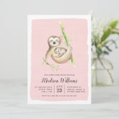 Rondhangen | Luiaard Baby Shower Uitnodigingen (Staand voorkant)