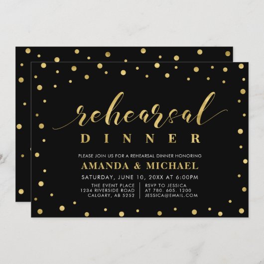 Rondhoorzittingen met zwarte en gouden handschrift kaart (Voorkant / Achterkant)