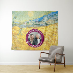 Rondje foto/logo & aangepaste tekst   Volledig bew Wandkleed
