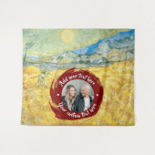 Rondje foto/logo en eigen tekst | Volledig bewerkb Wandkleed (Voorkant (horizontaal))