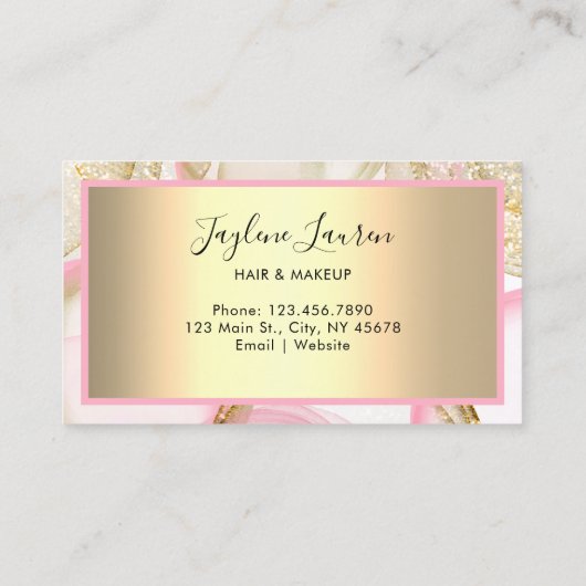 Rondjes met Abstracte inkt met zwarte roze tinten Visitekaartje (Achterkant)