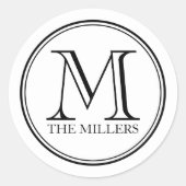 Rondkader Editable Background Family Monogram Ronde Sticker (Voorkant)