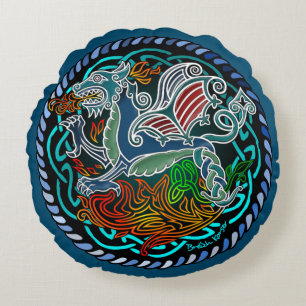 Rondkussens Keltische dragon Rond Kussen