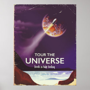 Rondleiding van het Universe  science fiction post Poster