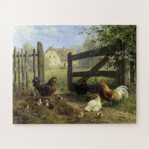 Rondlopende boerderij kippen Carl Jutz Legpuzzel