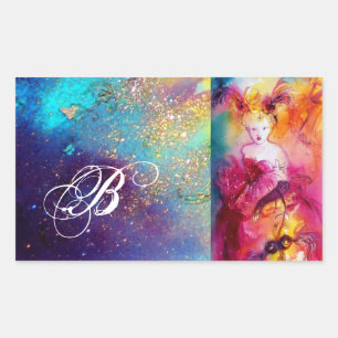 RONDO IN LAGOON/Monogram Venetian Masquerade Ball Rechthoekige Sticker